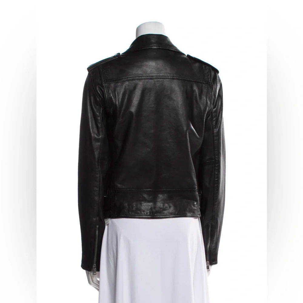 Polo Ralph Lauren Black Leather Biker Jacket - 100% Sheep Leather - size L - Picture 7 of 9